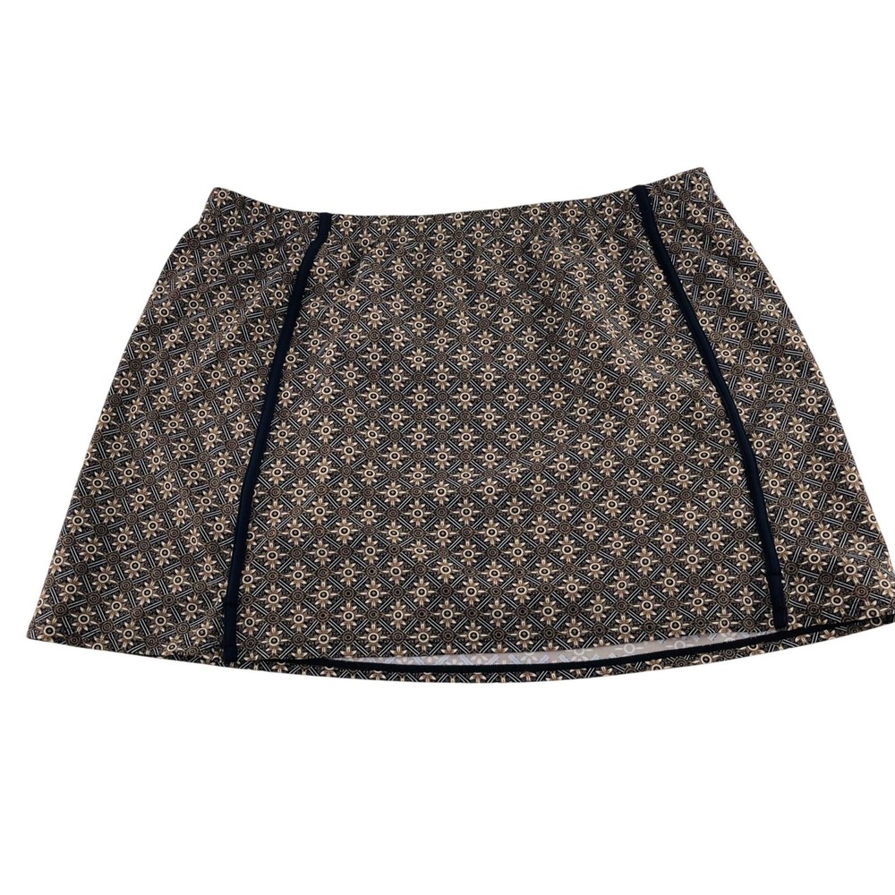 Athleta Womens Geometric Print Skirt XL Black/Beige Nylon/Spandex Stretch
